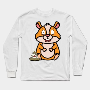 Funny hamster steps on a dirty diaper Long Sleeve T-Shirt